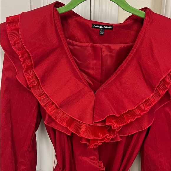 Samuel Dong Vibrant Red Ruffled Blouse - Picture 3 of 6